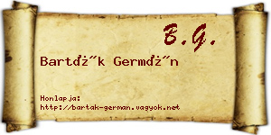 Barták Germán névjegykártya